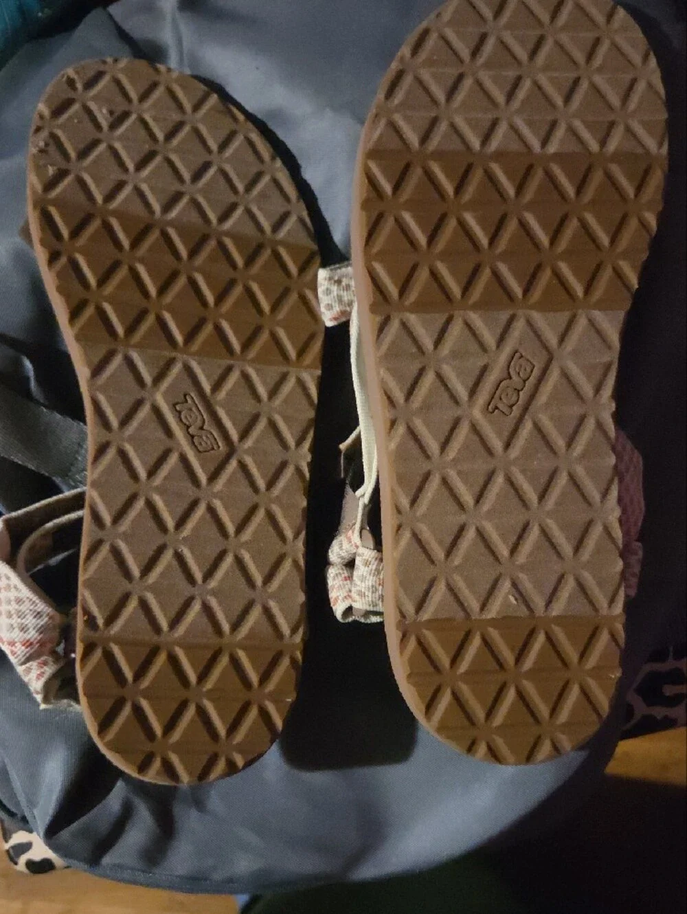 Teva Women's Beige and Brown Patterned Strap Sandals Size 12W